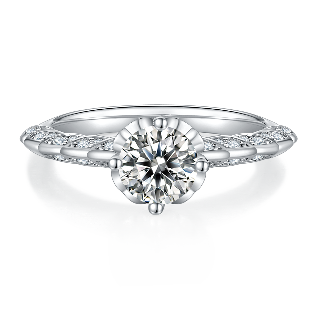 Wedding language S925 silver plated platinum Moissanite diamond women's ring 1 carat D-grade